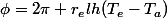 \phi=2\pi r_elh(T_e-T_a)