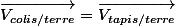 \quad\overrightarrow{V_{colis/terre}}=\overrightarrow{V_{tapis/terre}}