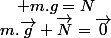 m.\overrightarrow{g}+\overrightarrow{N}=\overrightarrow{0}\quad;\quad m.g=N