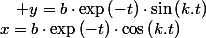 x=b\cdot\exp\left(-t\right)\cdot\cos\left(k.t\right)\quad;\quad y=b\cdot\exp\left(-t\right)\cdot\sin\left(k.t\right)