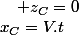 x_{C}=V.t\quad;\quad z_{C}=0