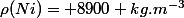 \rho(Ni)= 8900 kg.m^{-3}