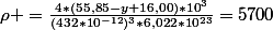 \rho =\frac{4*(55,85-y+16,00)*10^{3}}{(432*10^{-12})^{3}*6,022*10^{23}}=5700