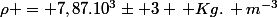 \rho = 7,87.10^{3}\pm 3 \, Kg.\, m^{-3}