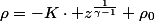 \rho=-K\cdot z^{\frac{1}{\gamma-1}}+\rho_{0}