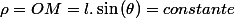 \rho=OM=l.\sin\left(\theta\right)=constante