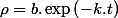 \rho=b.\exp\left(-k.t\right)
