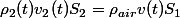 \rho_{2}(t)v_{2}(t)S_{2}=\rho_{air}v(t)S_{1}