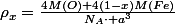 \rho_{x}=\frac{4M(O)+4\left(1-x\right)M(Fe)}{N_{A}\cdot a^{3}}