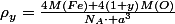 \rho_{y}=\frac{4M(Fe)+4\left(1+y\right)M(O)}{N_{A}\cdot a^{3}}