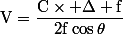 \rm{V=\dfrac{C\times \Delta f}{2f\cos\theta}}