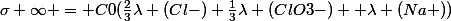 \sigma \infty = C0(\frac{2}{3}\lambda (Cl-)+\frac{1}{3}\lambda (ClO3-)+ \lambda (Na+))