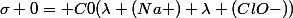 \sigma 0= C0(\lambda (Na+)+\lambda (ClO-))