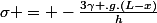 \sigma = -\frac{3\gamma .g.(L-x)}{h}