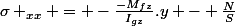 \sigma _{xx} = -\frac{-M_{fz}}{I_{gz}}.y - \frac{N}{S}