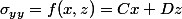 \sigma_{yy}=f(x,z)=Cx+Dz