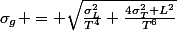 \sigma_g = \sqrt{\frac{\sigma_L^2}{T^4}+\frac{4\sigma_T^2 L^2}{T^6}}