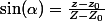 \sin(\alpha)=\frac{z-z_0}{Z-Z_0}