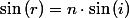 \sin\left(r\right)=n\cdot\sin\left(i\right)