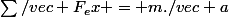 \sum{/vec F_ex} = m./vec a