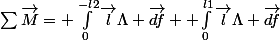 \sum{\vec{M}}= \int_{0}^{-l2}{\vec{l}\Lambda \vec{df}}+ \int_{0}^{l1}{\vec{l}\Lambda \vec{df}}