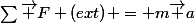 \sum{\vec F (ext)} = m\vec a