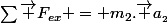 \sum{\vec F_{ex} = m_2.\vec a__2}