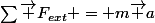 \sum{\vec F_{ext}} = m\vec a