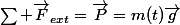 \sum \vec{F}_{ext}=\vec{P}=m(t)\vec{g}