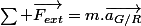 \sum \vec{F_{ext}}=m.\vec{a_{G/R}}
