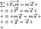 \sum \vec{F_ext}=m\vec{a}
 \\ \equiv \vec{P}=m\vec{a}
 \\ \equiv m\vec{g}=m\vec{a}
 \\ \equiv \vec{g}=\vec{a}
 \\ 