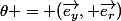 \theta = (\vec{e_y}, \vec{e_r})