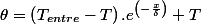 \theta=\left(T_{entre}-T\right).e^{\left(-\frac{x}{\delta}\right)}+T