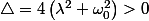 \triangle=4\left(\lambda^{2}+\omega_{0}^{2}\right)>0