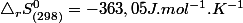 \triangle_{r}S_{(298)}^{0}=-363,05J.mol^{-1}.K^{-1}