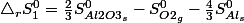 \triangle_{r}S_{1}^{0}=\frac{2}{3}S_{Al2O3_{s}}^{0}-S_{O2_{g}}^{0}-\frac{4}{3}S_{Al_{s}}^{0}