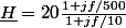 \underline{H}=20\frac{1+jf/500}{1+jf/10}