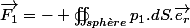 \usepackage{wasysym}\overrightarrow{F_{1}}=- \oiint\varoiint_{sph\grave{e}re}p_{1}.dS.\overrightarrow{e_{r}}