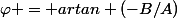 \varphi = artan (-B/A)