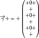 \vec{\gamma} = \begin{pmatrix} 0
 \\ \\ 0
 \\ \\ 0
 \\ \end{pmatrix}