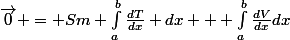 \vec{0} = Sm \int_{a}^{b}{\frac{dT}{dx} dx} + \int_{a}^{b}{\frac{dV}{dx}dx}