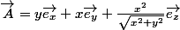 \vec{A}=y\vec{e_x}+x\vec{e_y}+\frac{x^2}_{\sqrt{x^2+y^2}}}\vec{e_z}