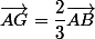 \vec{AG}=\dfrac{2}{3}\vec{AB}