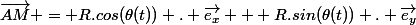 \vec{AM} = R.cos(\theta(t)) . \vec{e_x} + R.sin(\theta(t)) . \vec{e_y}