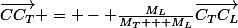 \vec{CC_{T}} = - \frac{M_{L}}{M_{T} + M_{L}}\vec{C_{T}C_{L}}