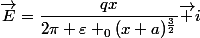 \vec{E}=\dfrac{qx}{2\pi \varepsilon _0(x+a)^\frac{3}{2}}\vec i