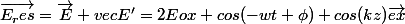 \vec{E_res}=\vec{E}+vec{E'}=2Eox cos{(-wt+\phi) cos(kz)}\vec{ex}