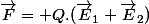 \vec{F}= Q.(\vec{E}_1+\vec{E}_2)