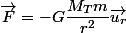 \vec{F}=-G\dfrac{M_Tm}{r^2}\vec{u_r}