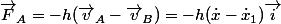 \vec{F}_{A}=-h(\vec{v}_{A}-\vec{v}_{B})=-h(\dot{x}-\dot{x}_{1})\vec{i}